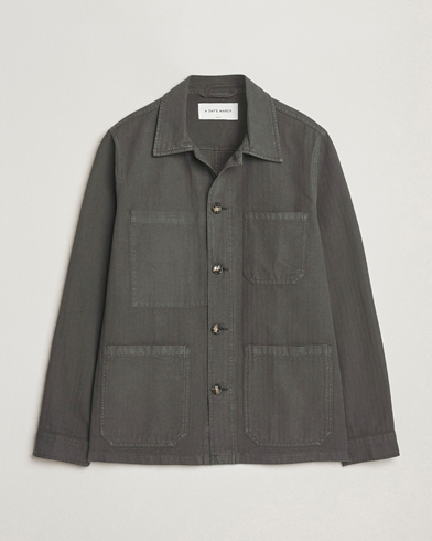 A Day's March Herringbone Overshirt Olive – Grøn