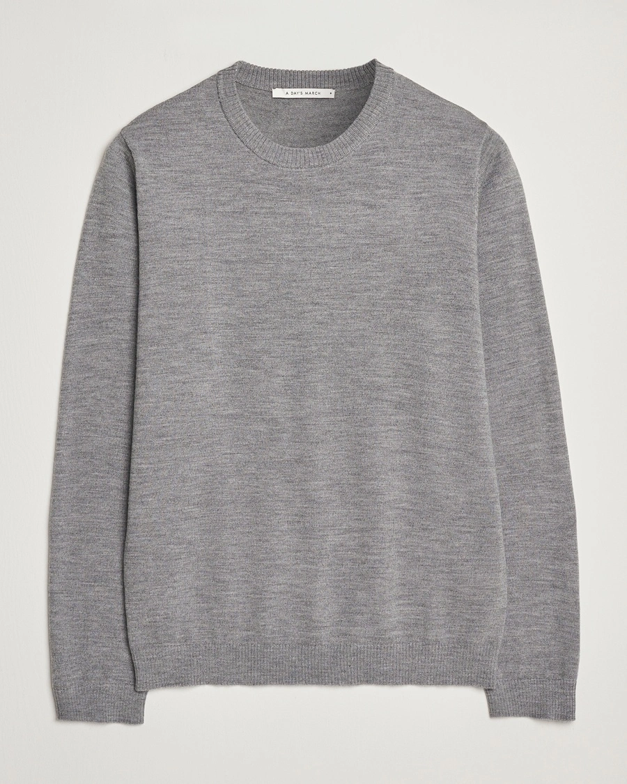 Herre | Trøjer | A Day's March | Álagon Merino Crew Grey