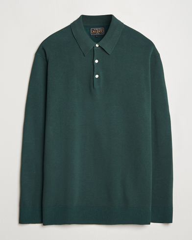 BEAMS PLUS Long Sleeve 12G Knit Polo Forest Green – Grøn