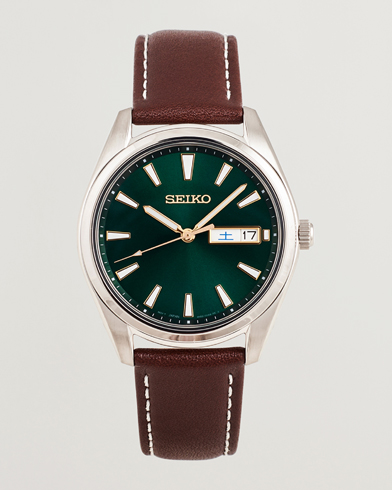 Herre | Ure | Seiko | Quartz Leather 40mm Green Dial