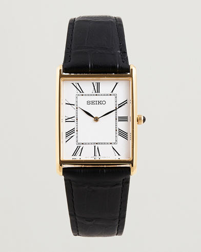 Herre | Ure | Seiko | Quartz Gold Leather 28mm White Dial