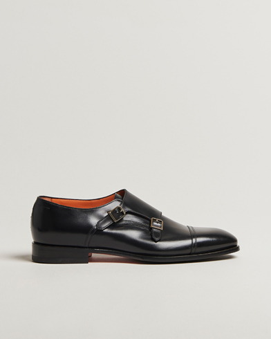 Santoni Adrian Double Monk Black Calf – Sort