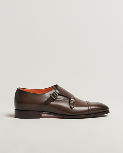 Santoni Adrian Double Monk Dark Brown Calf – Brun