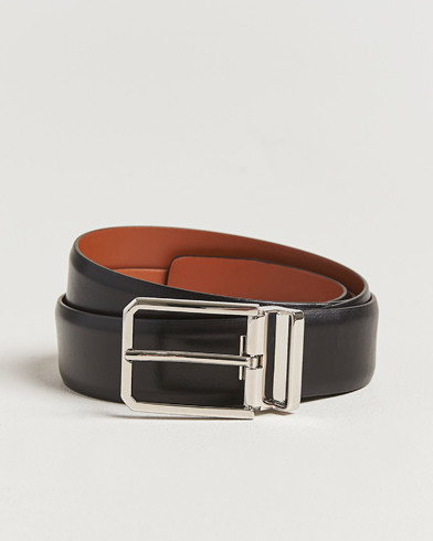 Santoni Classic Leather Belt Black Calf – Sort