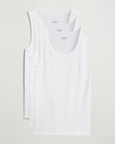 BOSS BLACK 3-Pack Ribbed Tank Top White – Hvid