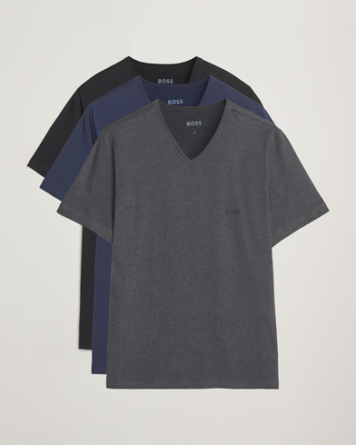 BOSS BLACK 3-Pack V-Neck T-Shirt Black/Blue/Grey – Blå
