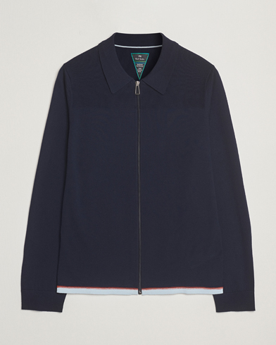PS Paul Smith Merino Knitted Full Zip Navy – Blå