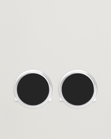 S.T. Dupont Cufflink Round Black/Pall Silver – Sort