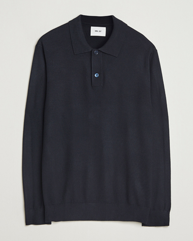 Herre | NN07 | NN07 Serge Wool Knitted Polo Deep Navy