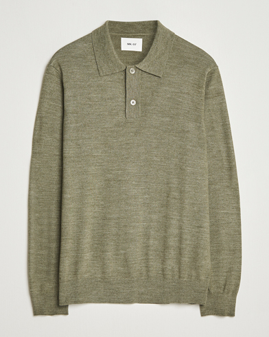 Herre | NN07 | NN07 Serge Wool Knitted Polo Capers Green