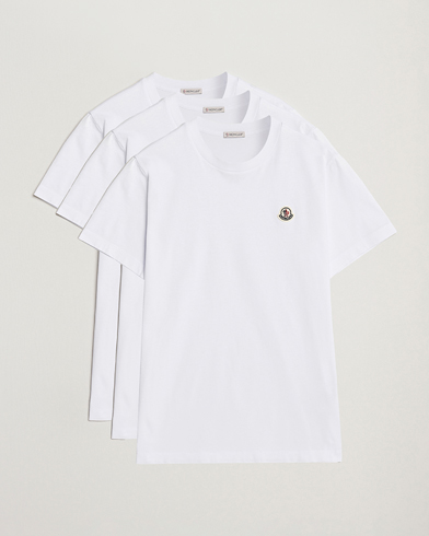 Moncler 3-Pack Logo T-Shirt White – Hvid