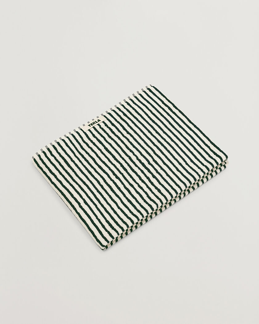 Tekla Organic Terry Bath Towel Racing Green Stripes – Grøn
