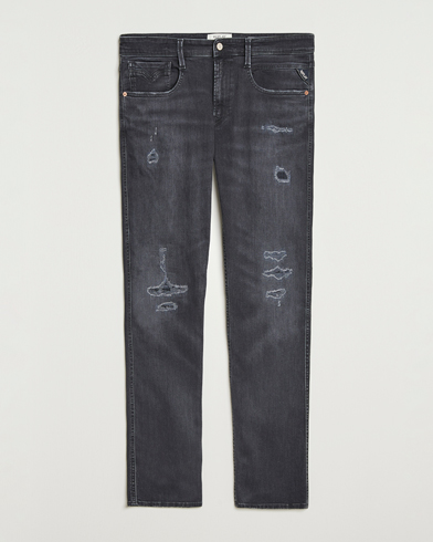 Replay Anbass Distressed Super Stretch Bio Jeans Washed Black – Sort