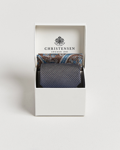 Amanda Christensen Box Set Silk 8 cm Tie And Pocket Square Brown – Brun