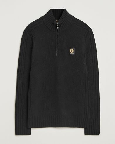Belstaff Watch Wool Knitted Quarter Zip Black – Sort