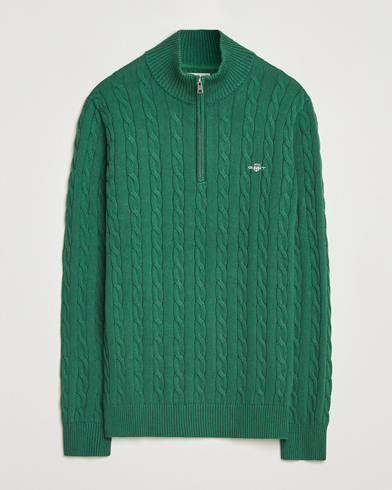 Gant Cotton Cable Half Zip Forest Green – Grøn