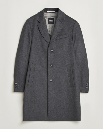 BOSS BLACK Hyde Wool Coat Medium Grey – Grå