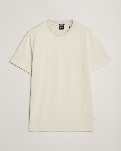 BOSS BLACK Thompson Structured Crew Neck T-Shirt Open White – Hvid