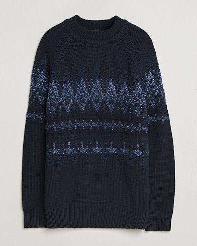 BOSS ORANGE Karombo Wool Fairisle Sweater Dark Blue – Blå