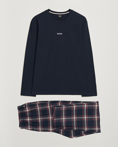 BOSS BLACK Long Sleeve Pyjama Set Open Blue – Blå