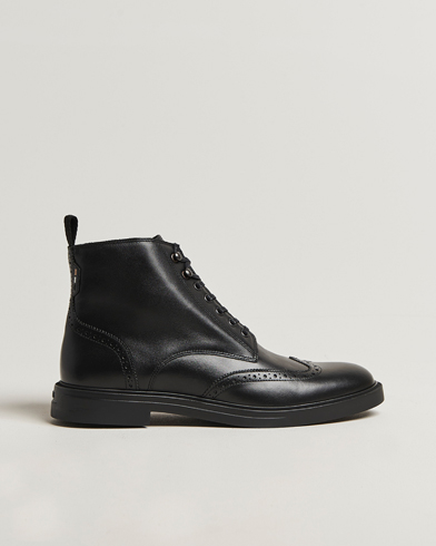 BOSS BLACK Calev Leather Brogue Boot Black – Sort