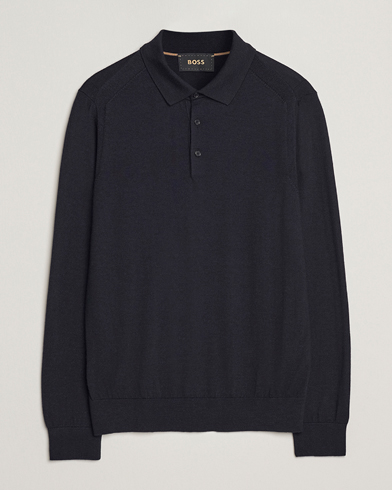 Herre | BOSS CAMEL | BOSS CAMEL Ovio Wool/Cashmere Knitted Polo Dark Blue