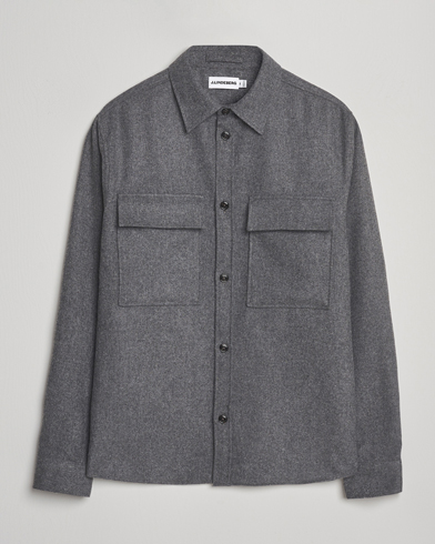 J.Lindeberg Flat Wool Overshirt Dark Grey Melange – Grå