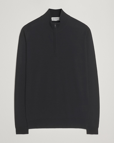 John Smedley Barrow Extra Fine Merino Half Zip Black – Sort