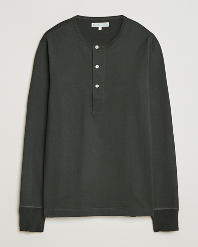 Merz b. Schwanen Classic Fit Sturdy Organic Cotton Henley Forest Green – Grøn