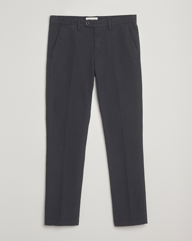 GANT Slim Fit Cotton Herringbone Trousers Antracite – Grå