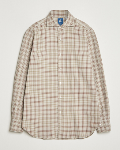 Herre | Finamore Napoli | Finamore Napoli Gaeta Flannel Sport Shirt Beige Check