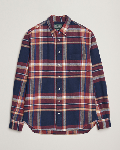 Herre | Gitman Vintage | Gitman Vintage Brushed Winter Madras Button Down Shirt Rose/Navy
