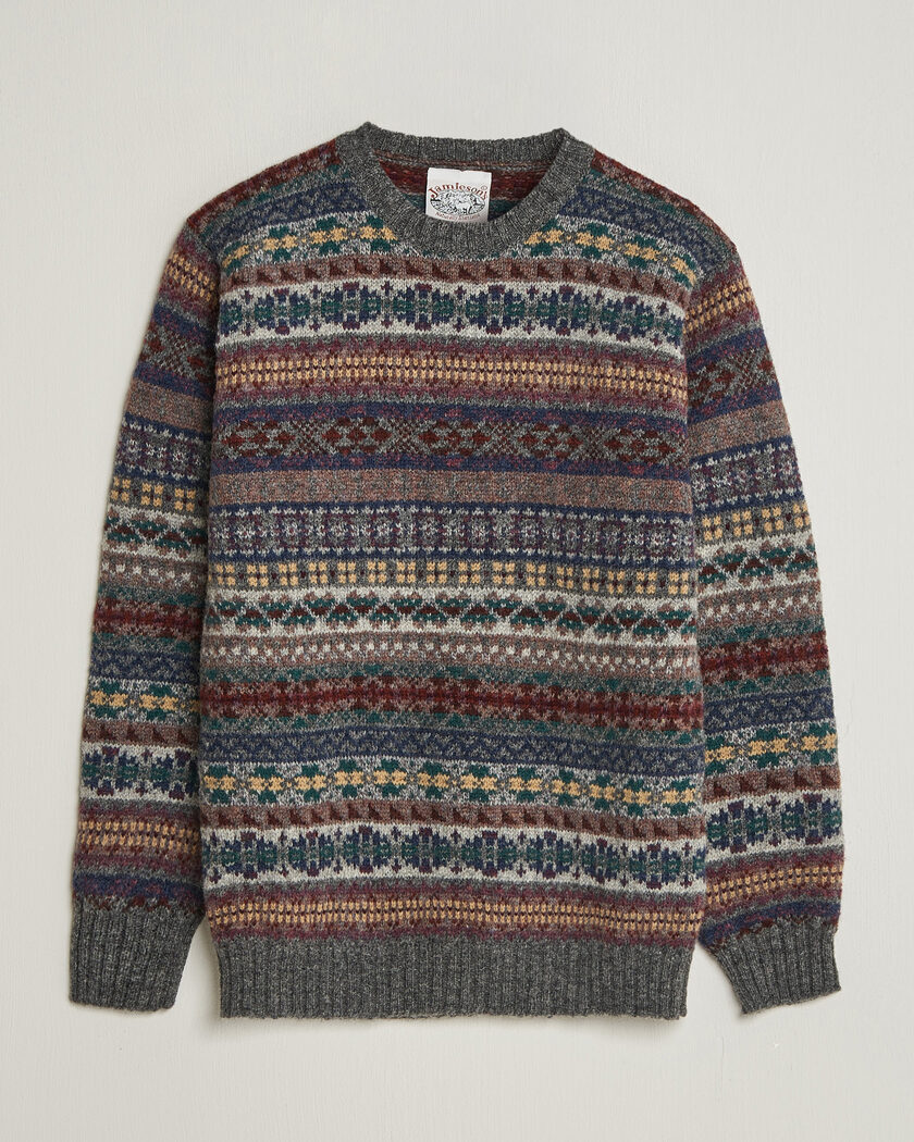 Jamieson's of Shetland Jamiesons Of Shetland All Over Fair Isle Pullover Crew Neck Multi – Flerfarvet