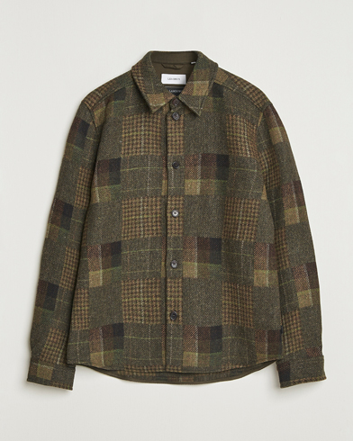 LES DEUX Kody Patchwork Wool Overshirt Green – Grøn