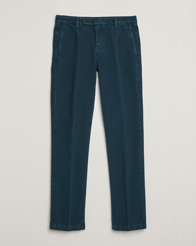 Massimo Alba Ionio Pleated Moleskine Trousers Petrol Blue – Blå
