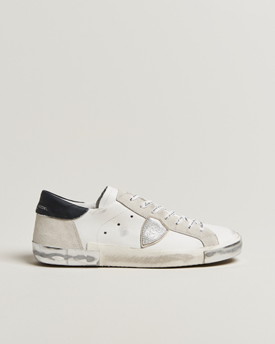 Philippe Model Prsx Low Top Leather Sneakers White/Silver – Hvid