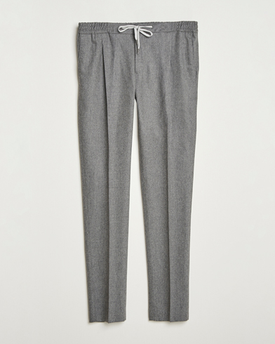 PT01 Slim Fit Wool/Cashmere Drawstring Trousers Grey Melange – Grå