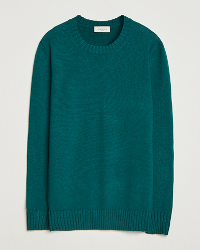 Piacenza Cashmere Brushed Wool Crew Neck Dark Green – Grøn