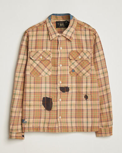 RRL Carter Repaired Flannel Overshirt Orange/Tan – Beige