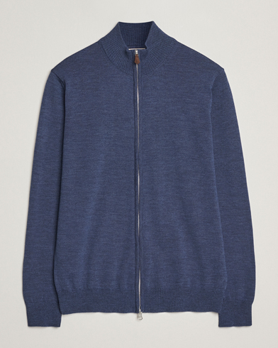 Stenströms Merino Full Zip Denim Blue – Blå