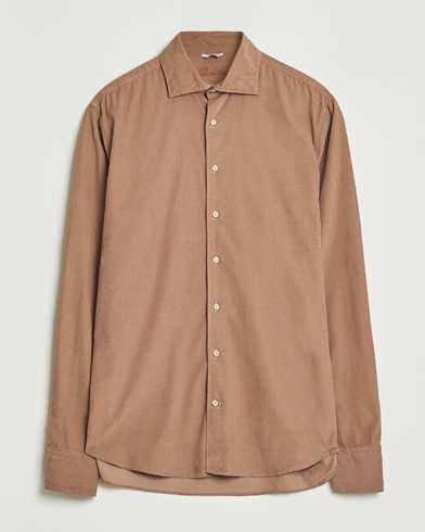 Stenströms Regular Fit Cut Away Cord Shirt Brown – Brun