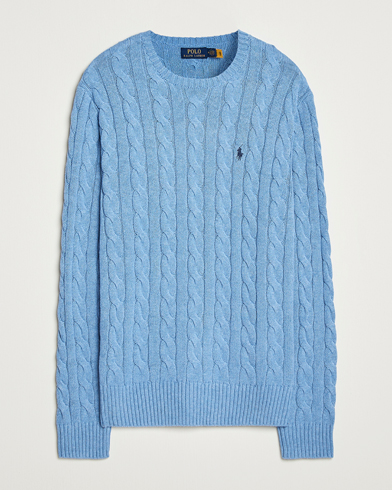 Polo Ralph Lauren Cotton Cable Pullover Soft Royal Heather – Blå
