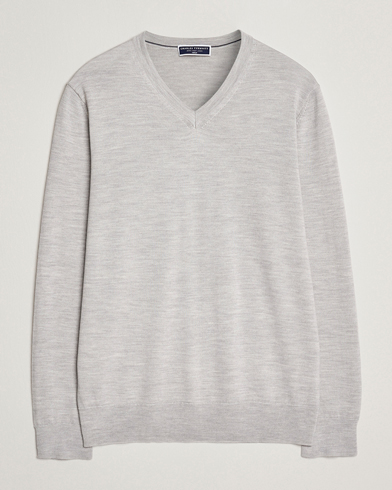 Charles Tyrwhitt Pure Merino V-Neck Jumper Silver Grey – Grå
