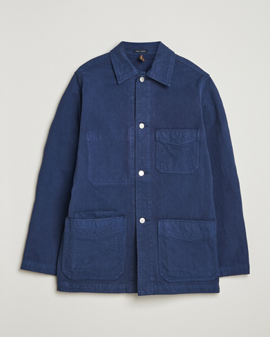 Drake's Duck Cotton Canvas Chore Coat Navy – Blå