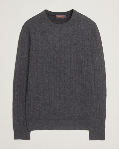 Morris Merino Cable O-Neck Grey – Grå