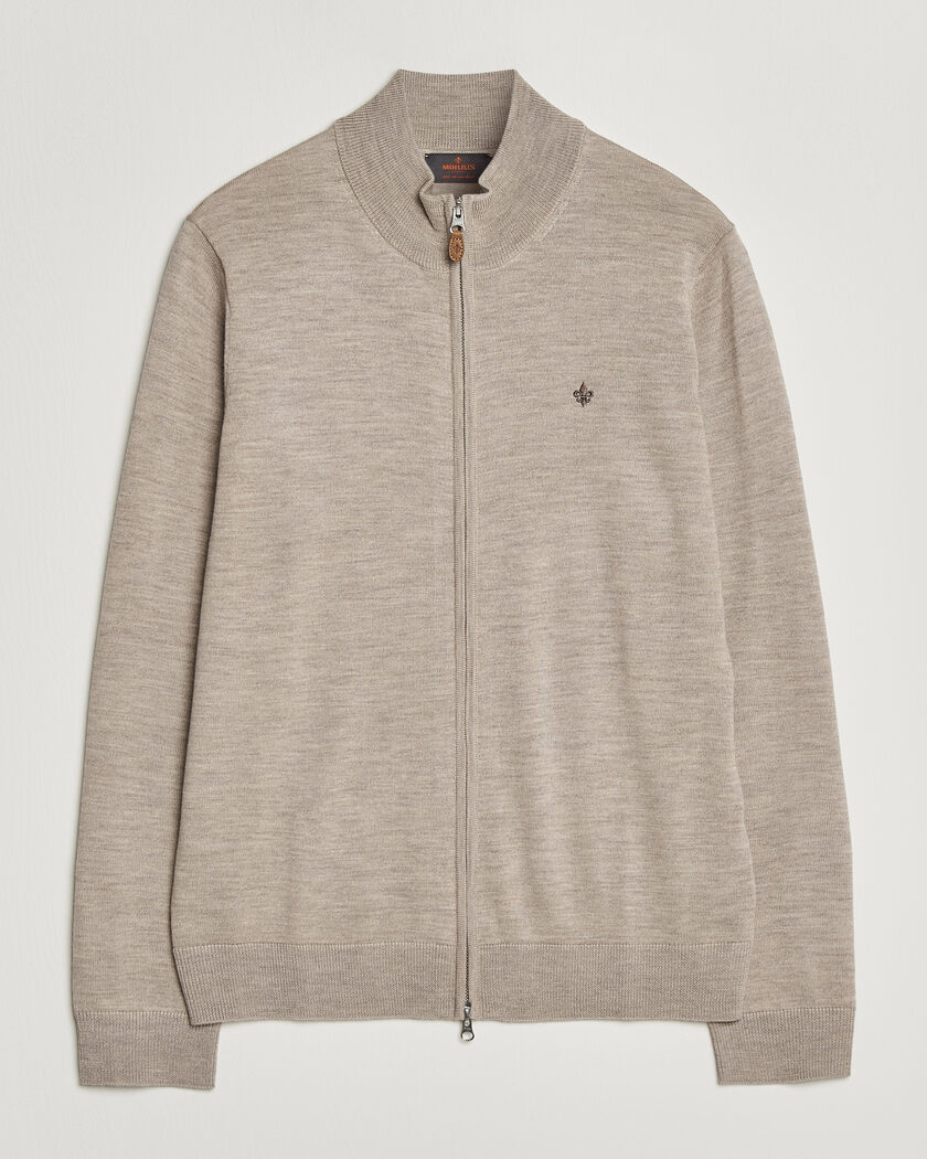 Morris Merino Full Zip Cardigan Khaki – Beige