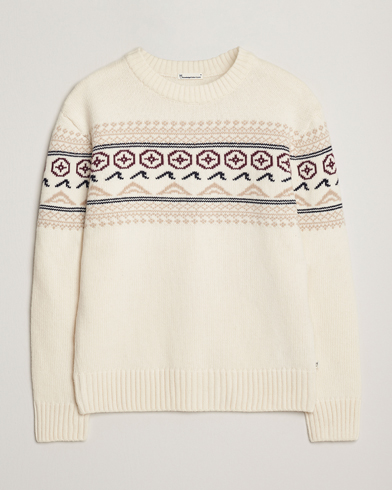 Herre | KnowledgeCotton Apparel | KnowledgeCotton Apparel Lambswool Knitted Crewneck Egret