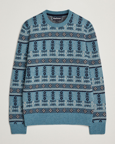 Herre | Barbour Lifestyle | Barbour Lifestyle Grangetown Fairisle Lambswool Crewneck Blue Stone
