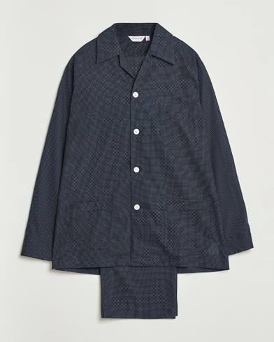Derek Rose Printed Cotton Pyjama Set Navy – Blå