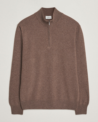 Herre | Morgano | Morgano Wool/Cashmere Half-Zip Brown